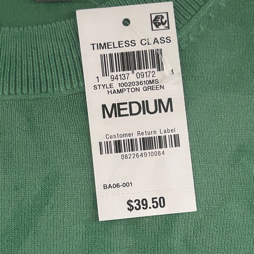 Hampton Green Crew Neck Knit Sweater Short Sleeve Size Medium New With Tags - Picture 7 of 8